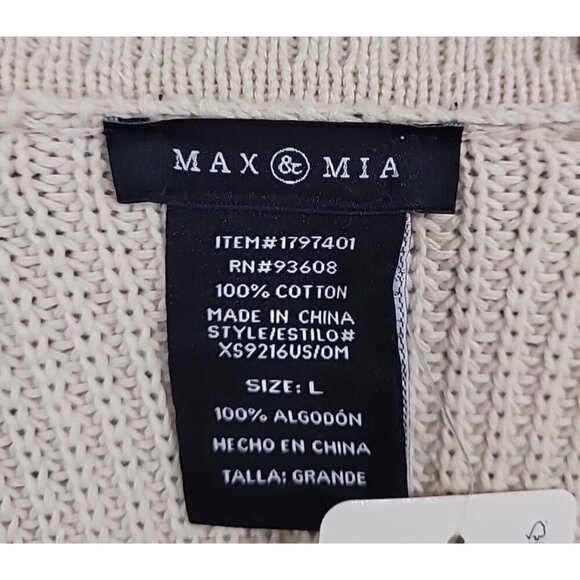 NEW Max & Mia Women's L Open-Front Cardigan Casual Sweaters with Pocket, Natural - Picture 5 of 6